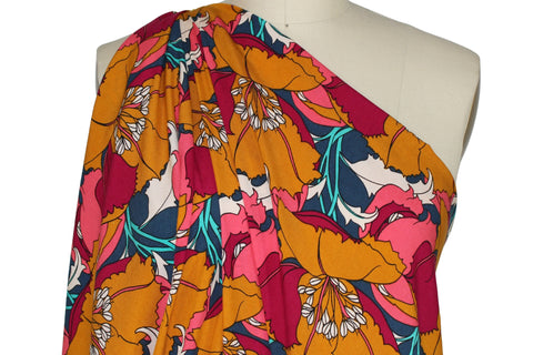 Groovy floral print rayon challis