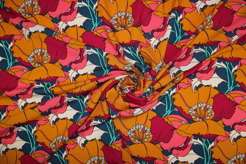 Groovy floral print rayon challis