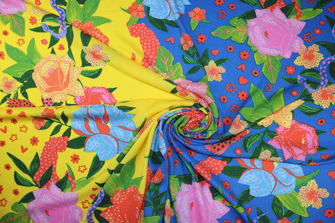 Brightly printed rayon challis