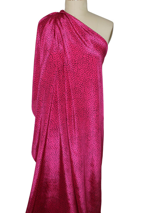 Dot print rayon crepe de chine that feels JUST like silk