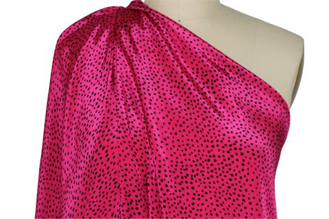 Dot print rayon crepe de chine that feels JUST like silk
