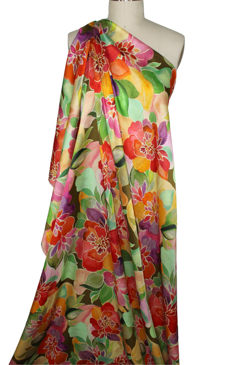 Floral print rayon crepe de chine