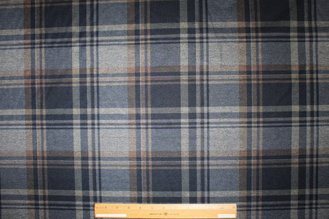 3 yards of Reversible Plaid/Solid Rayon Double Knit - Black/Gray/Brown/Blue