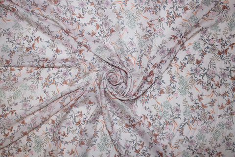 Delicate Floral Microdot Jacquard - Pinks/Brown