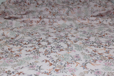 Delicate Floral Microdot Jacquard - Pinks/Brown