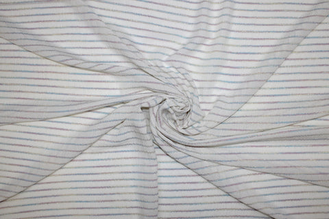 Gauzy Rayon Striped Challis - Metallic Pastels on White