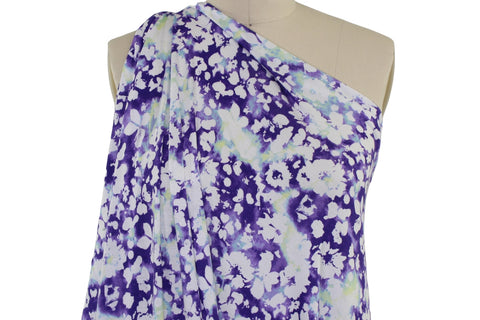 Extra Wide Impressionist Floral Jersey - Purple Tones
