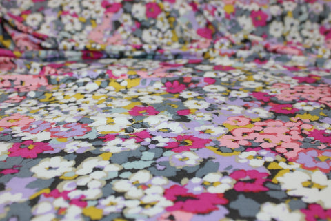 Almost 1 1/4 yards of Extra Wide Floral Jersey - Multi on Gray