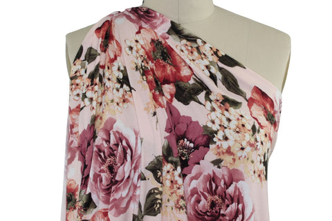 Large Florals Rayon-Blend Jersey - Muted Rose Tones