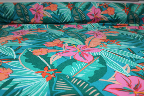 Afternoon on the Lanai Floral Jersey - Multi on Teals