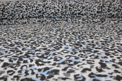 Cheetah Print Wide Rayon Jersey - Blue/Gray/Black/White