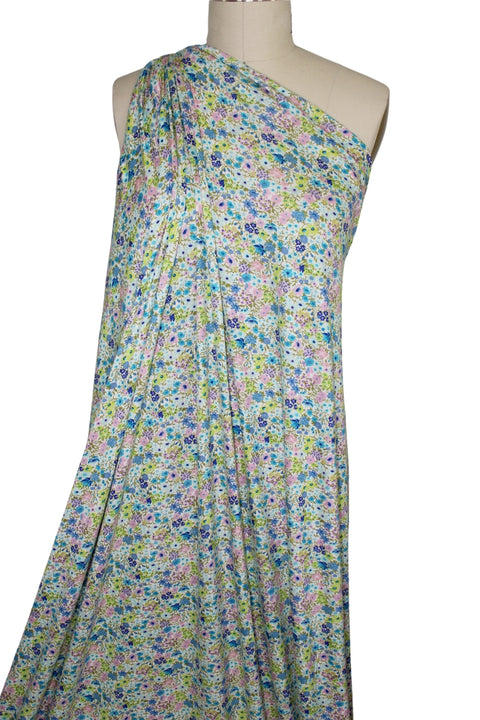 Floral Fields Rayon Jersey - Blue Tones