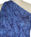 Closeup of Fern print rayon jersey on mannequin
