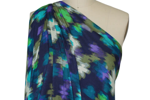 Abstract floral rayon jersey fabric