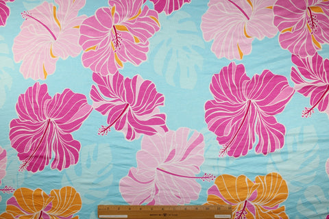 Hibiscus print rayon jersey