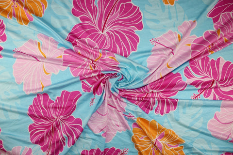 Hibiscus print rayon jersey