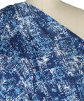 Blue abstract print rayon jersey