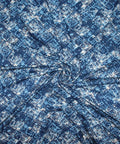 Blue abstract print rayon jersey