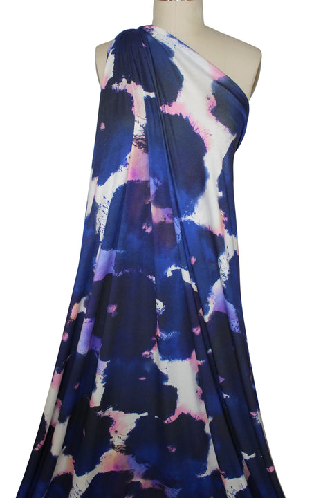 Abstract floral print rayon jersey