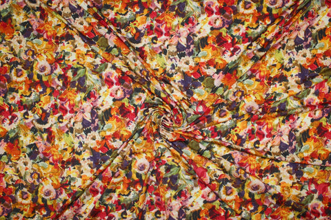 Bright colored floral rayon jersey