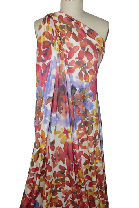 French rayon jersey with an impressionist floral print