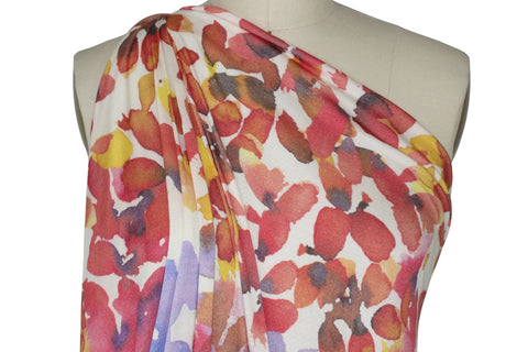 French rayon jersey with an impressionist floral print