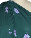 Flower print rayon jersey in purple on green