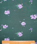 Flower print rayon jersey in purple on green