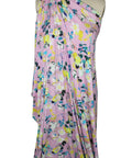 Floral rayon jersey on a pink background