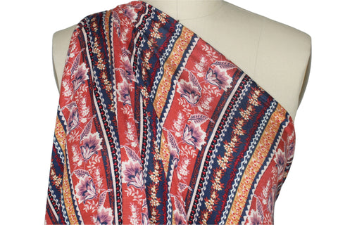 Stripe/floral rayon jersey