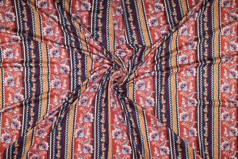 Stripe/floral rayon jersey