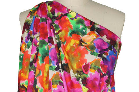 Bright floral print rayon knit