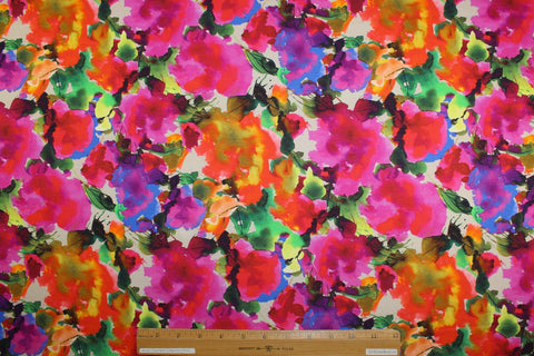 Bright floral print rayon knit