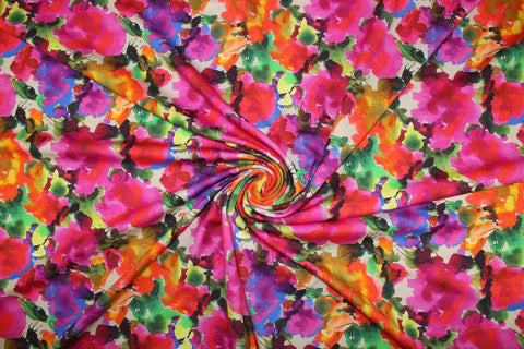 Bright floral print rayon knit