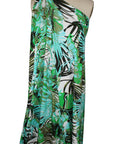 Tropical leaf print Italian rayon jersey