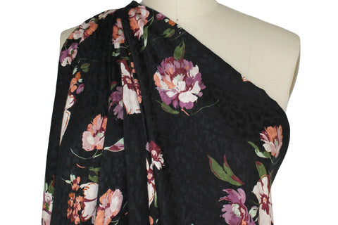 Floral print jacquard heavy challis