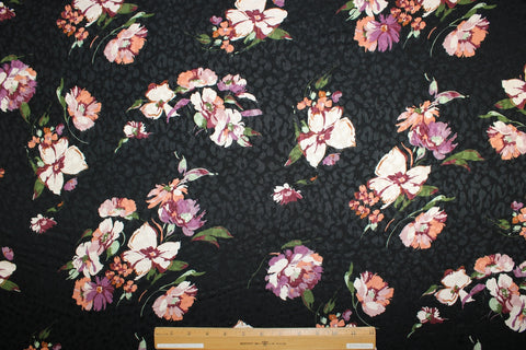 Floral print jacquard heavy challis