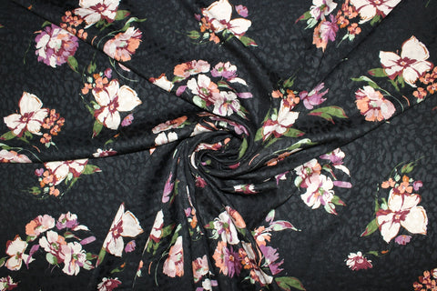 Floral print jacquard heavy challis