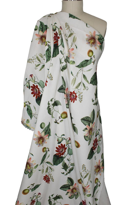 Floral Linen Blend Broadcloth - Multi on Soft White Gorgeous Fabrics Floral Linen Blend Broadcloth - Multi on Soft White Gorgeous Fabrics