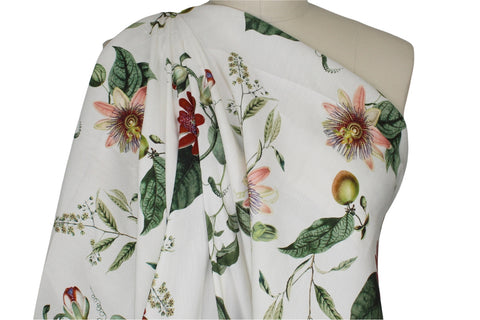 Floral linen rayon blend fabric