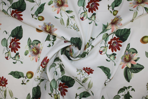 Floral linen rayon blend fabric