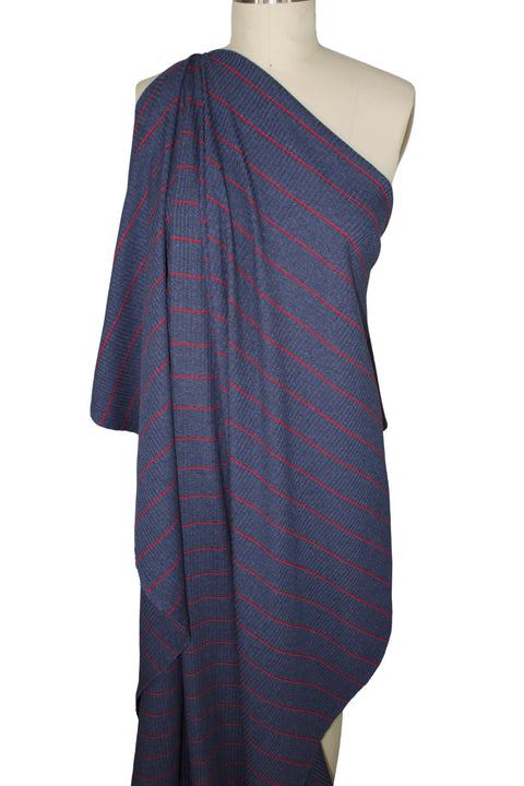 Ribbed rayon striped knit fabric