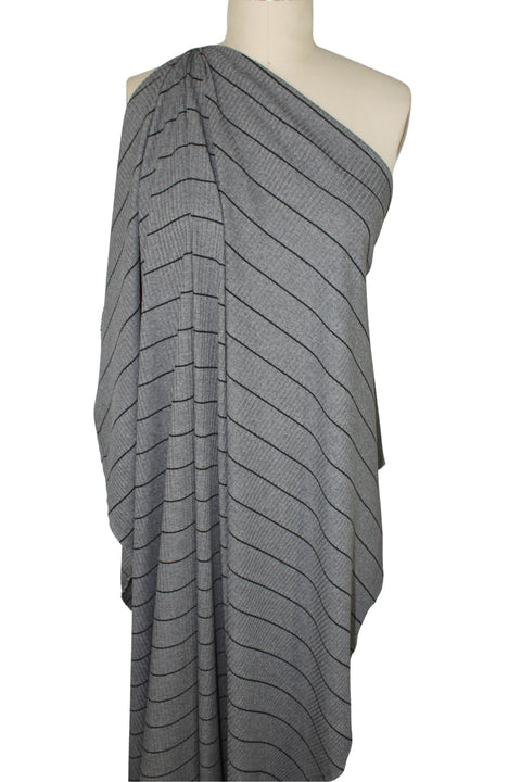 Ribbed rayon striped knit fabric