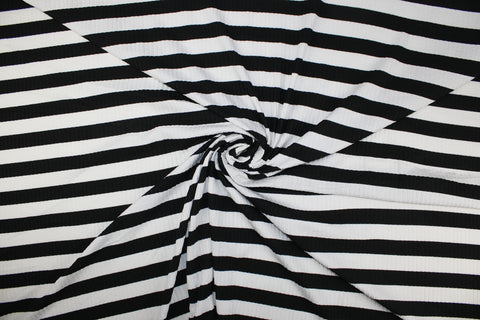 Black and white striped rayon jersey