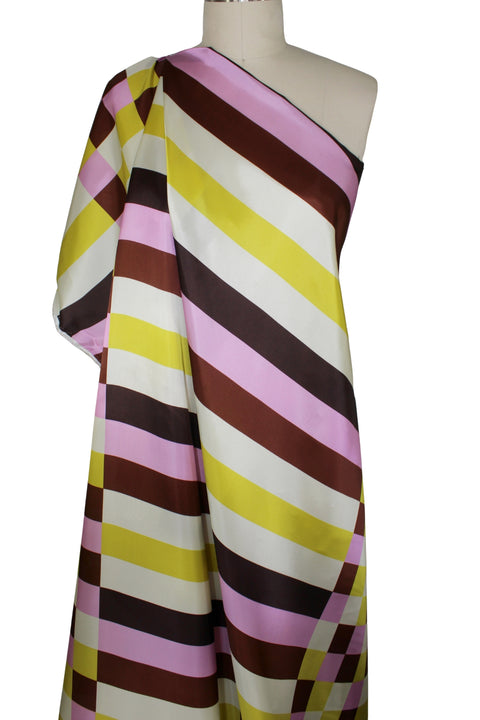 Geometric print rayon twill satin