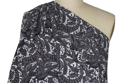 Avenue M0ntaigne Paisley Millennium Twill - Palest Blue/Black