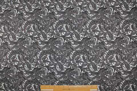 Avenue M0ntaigne Paisley Millennium Twill - Palest Blue/Black