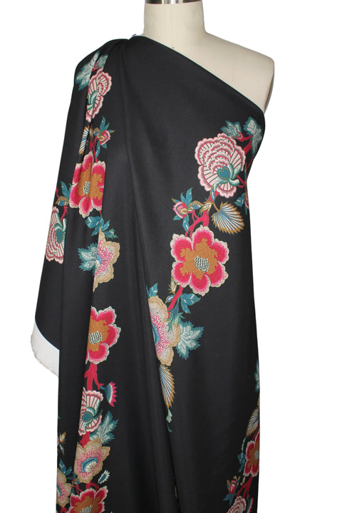 Stretch floral 4-ply crepe