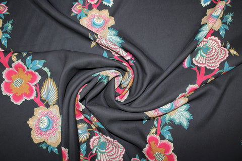 Stretch floral 4-ply crepe