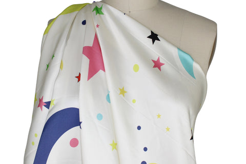Galaxy print silk satin